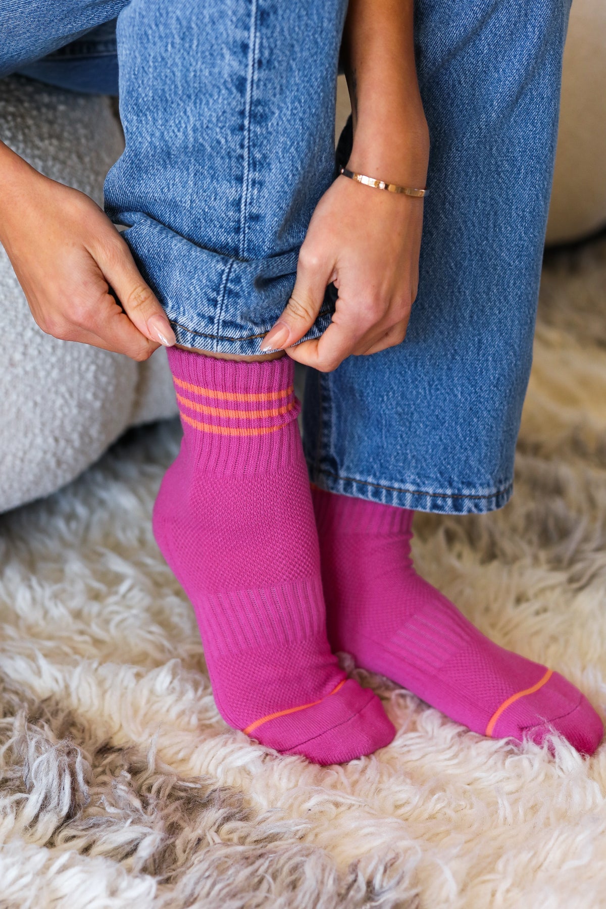 Fuchsia Sporty Ankle Socks