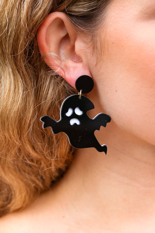 Halloween Black Ghost Acrylic Dangle Earrings