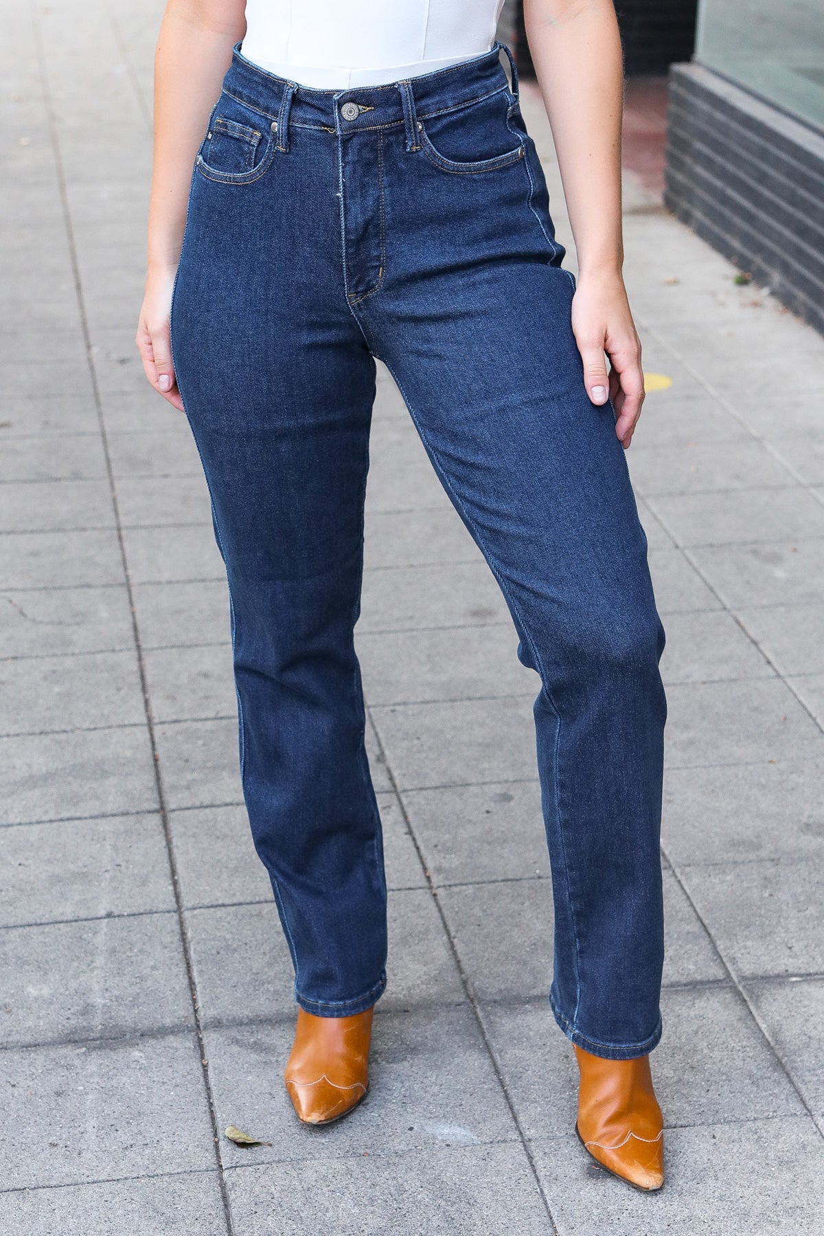 Judy Blue Dark Wash High Waisted Straight Fit Jeans