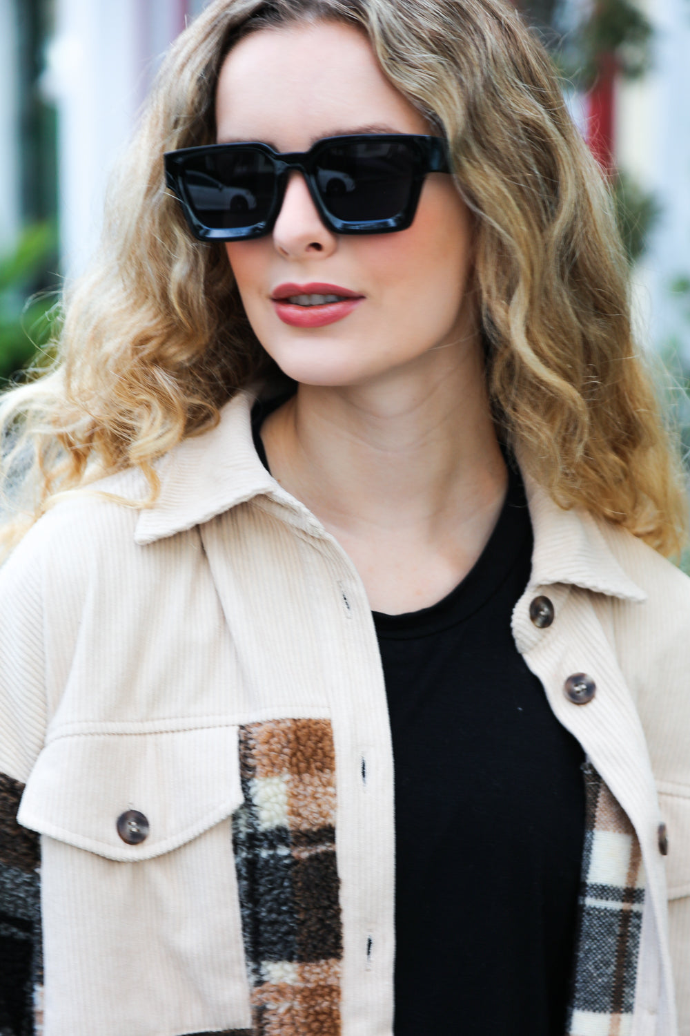 Black Thick Frame Rectangle Sunglasses