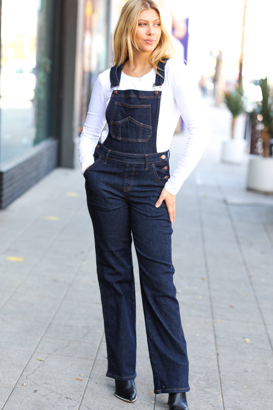 Judy Blue Dark Denim High Waist Wide Leg Overalls