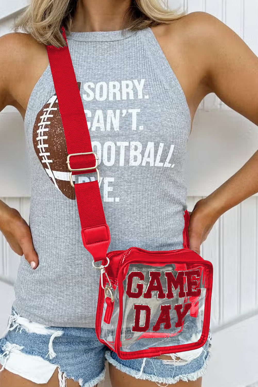 White Clear PVC GAME DAY Summer Fashion Single Shoulder Bag