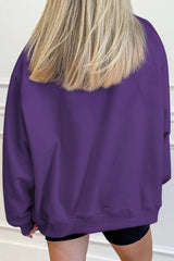 Tillandsia Purple Cute Ghost Print Pullover Mock Neck Sweatshirt