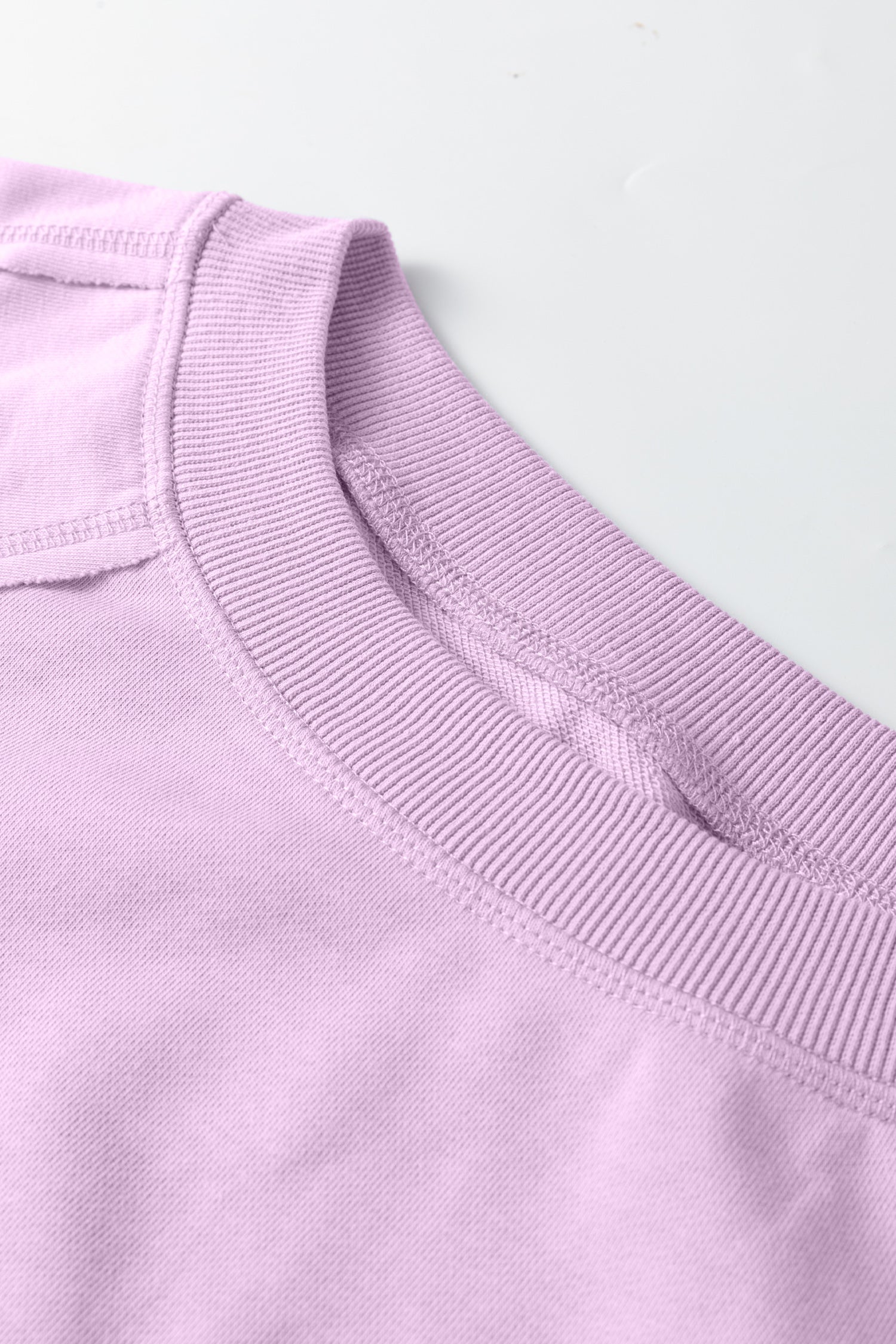 Orchid Petal Solid Color Raw Seam Patchwork Baggy Sweatshirt