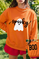 Carrot Spooky Ghost/ BOO Reversible Print Mock Neck Casual Pullover Sweatshirt