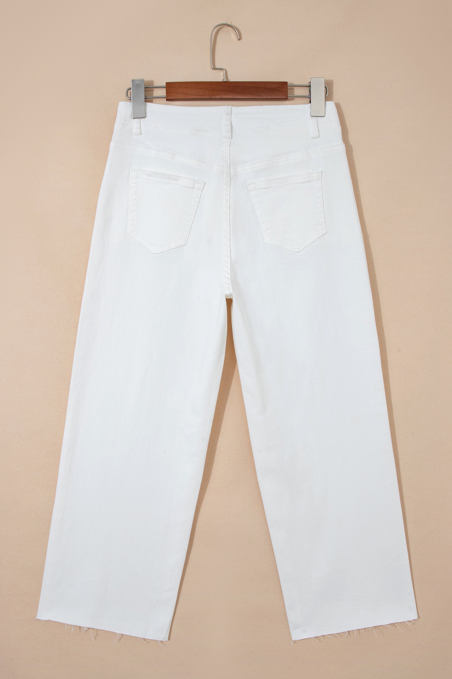 White Raw Hem Ankle-length Loose Jeans