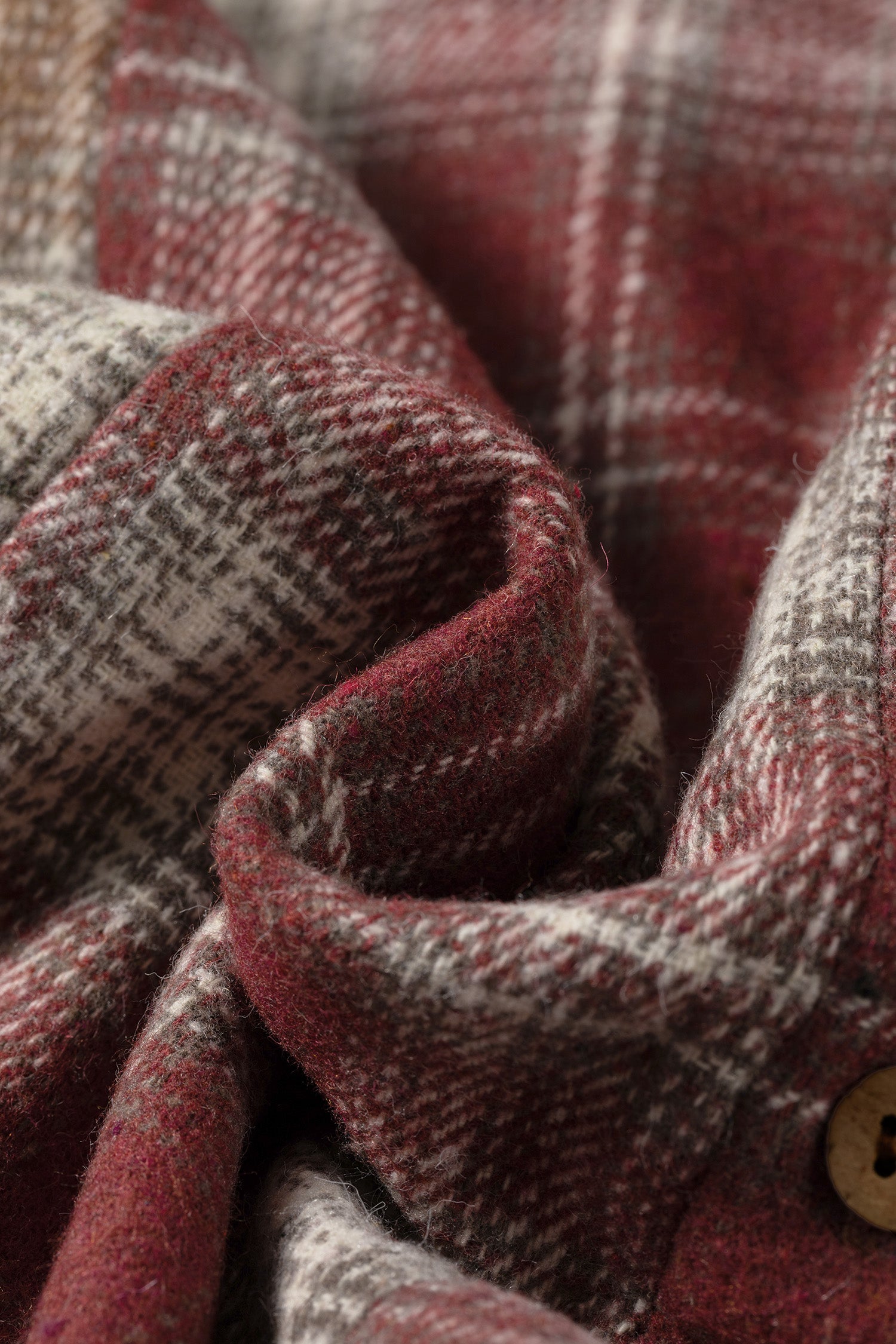 Red Contrast Plaid Long Sleeve Button Down Shacket