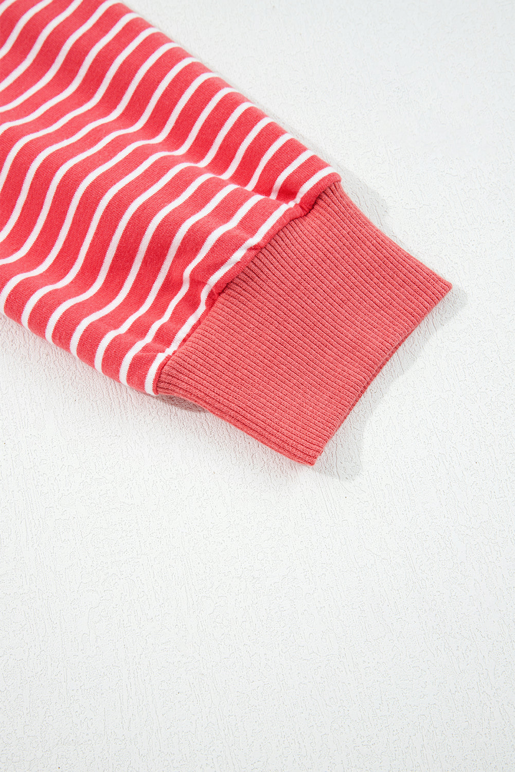 Red Striped Puff Sleeve Drawstring Hoodie
