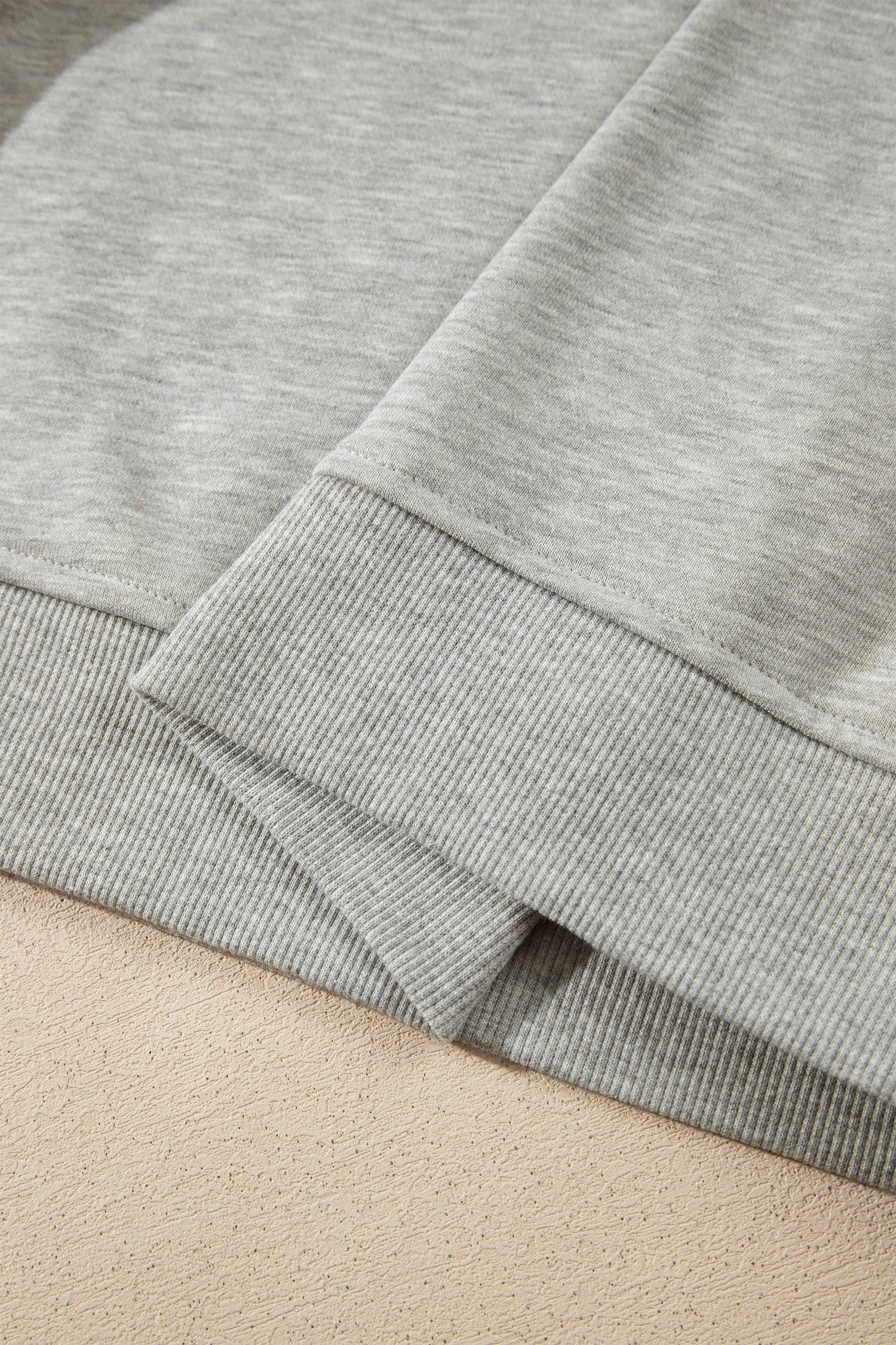 Gray Denim Collar Patchwork Long Sleeve Pullover Top
