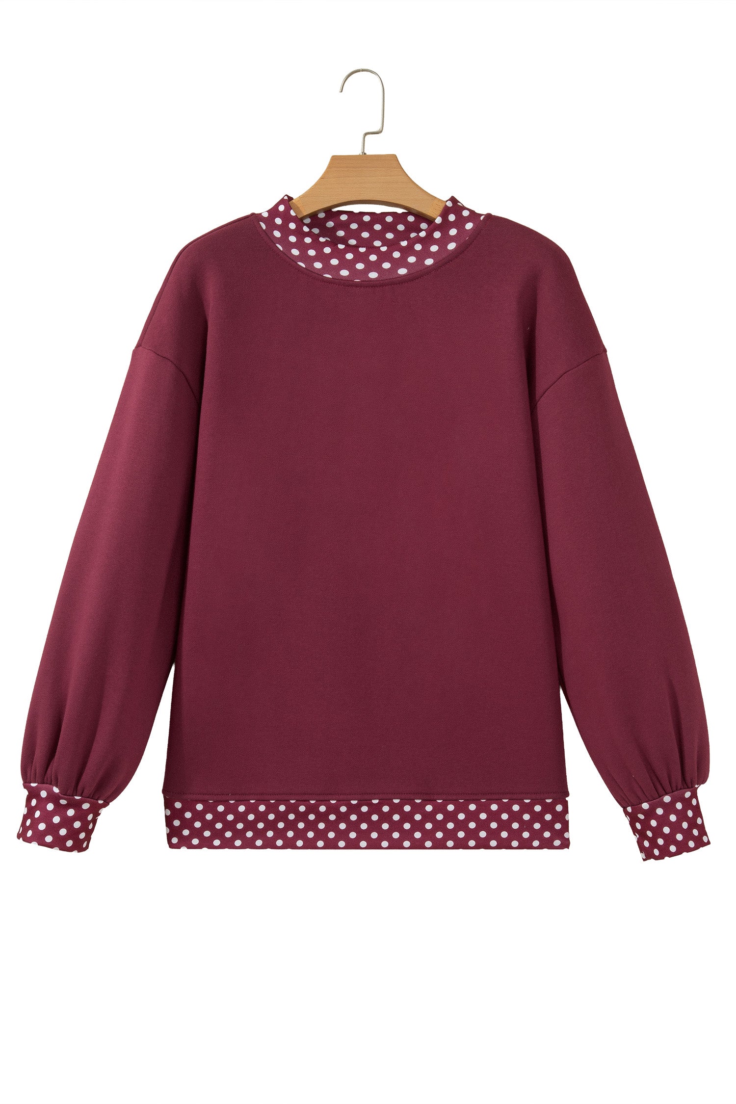 Dark Green Colorblock Polka Dot Contrast Trim Oversized Sweatshirt
