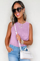 Phalaenopsis Mineral Wash Patched Chest Pocket Tank Top