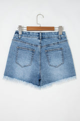 Dusk Blue Western Embroidery Stud Denim Shorts Summer Daily Wear