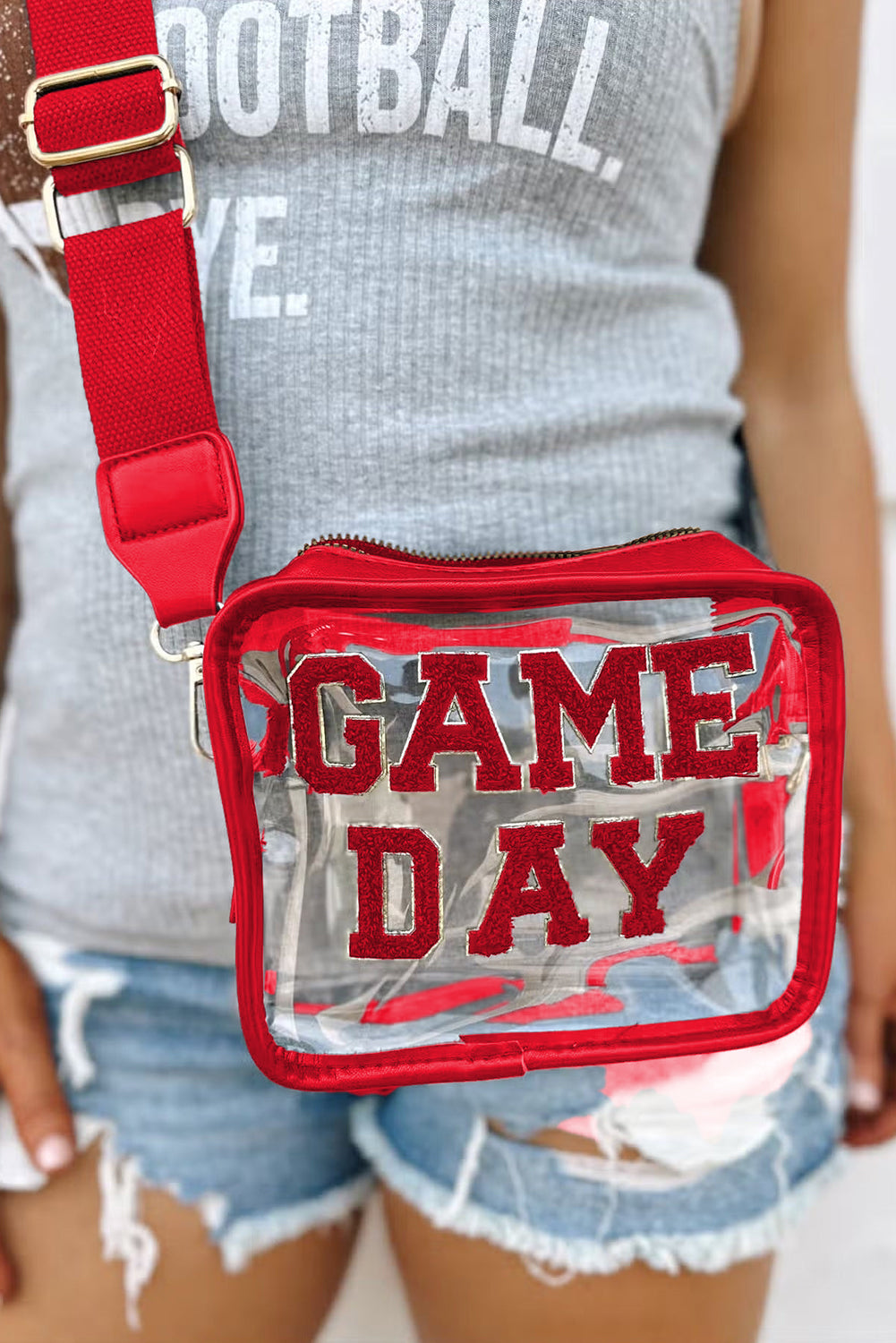 White Clear PVC GAME DAY Summer Fashion Single Shoulder Bag