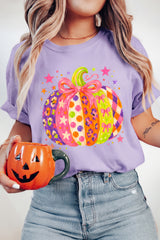 Orchid Petal Playful Pumpkin Printed Graphic T Shirt