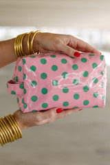 Light Pink Durable PVC Polka Dot Makeup Bag