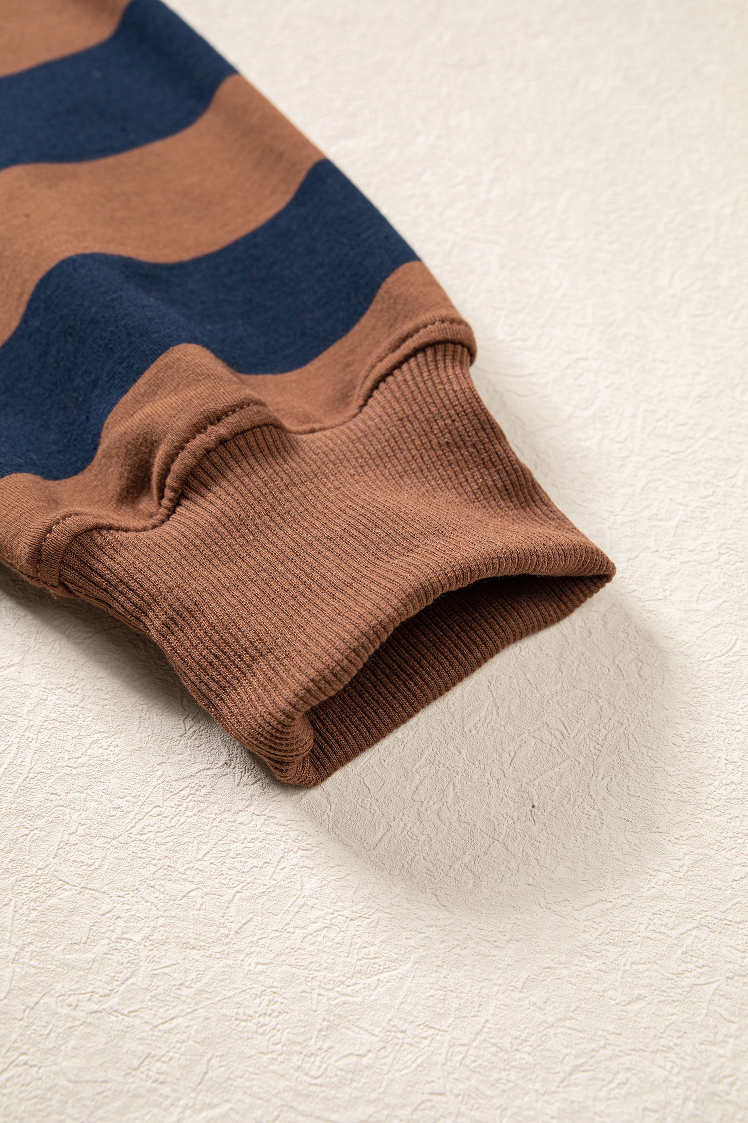 Orange Stripe Colorblock Mock Neck Relaxed Sweatshirt
