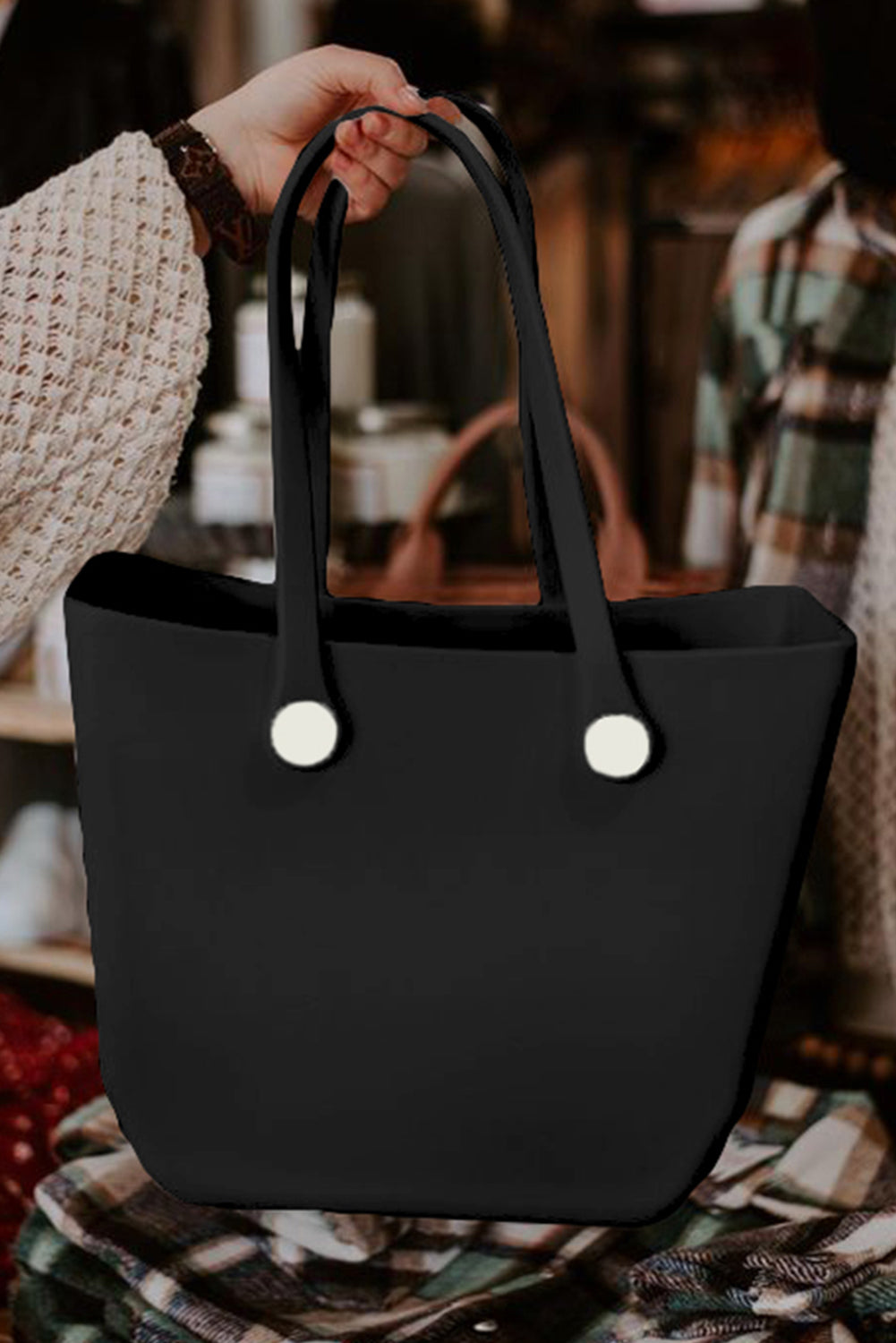 Black Waterproof EVA Rubber Portable Tote Bag