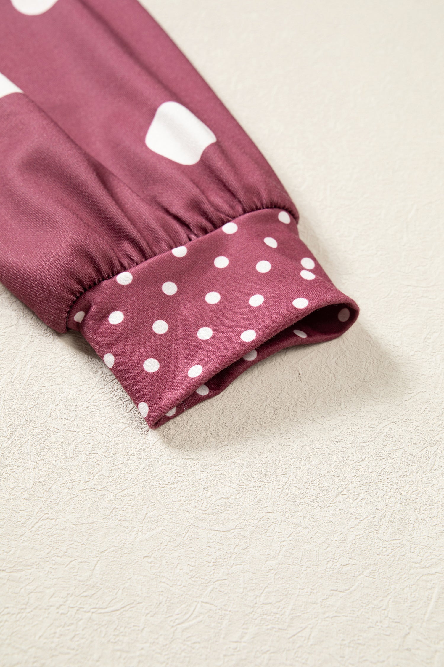 Pink Polka Dot Print Contrast Detail Oversized Tunic Sweatshirt