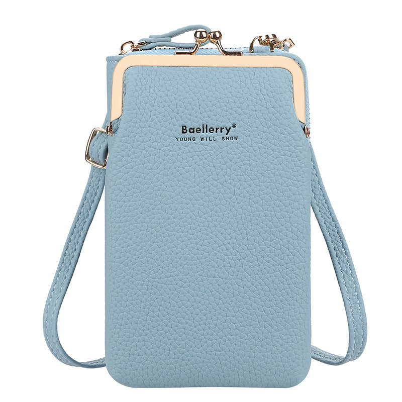 Mid-Length Mobile Phone Bag Women Fashion Zipper Vertical Crossbody Bag