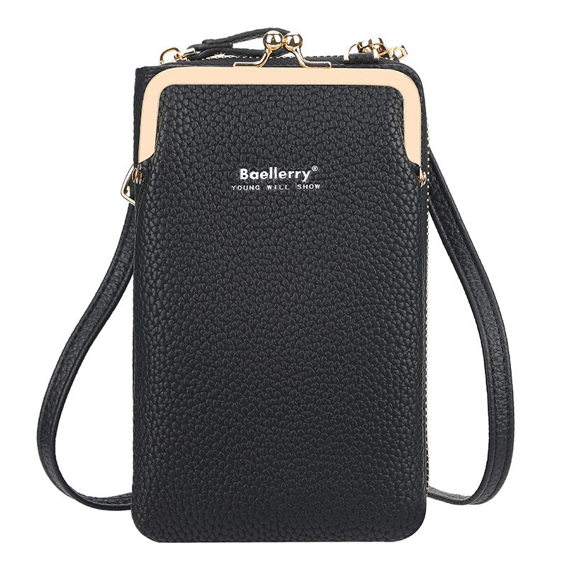 Mid-Length Mobile Phone Bag Women Fashion Zipper Vertical Crossbody Bag