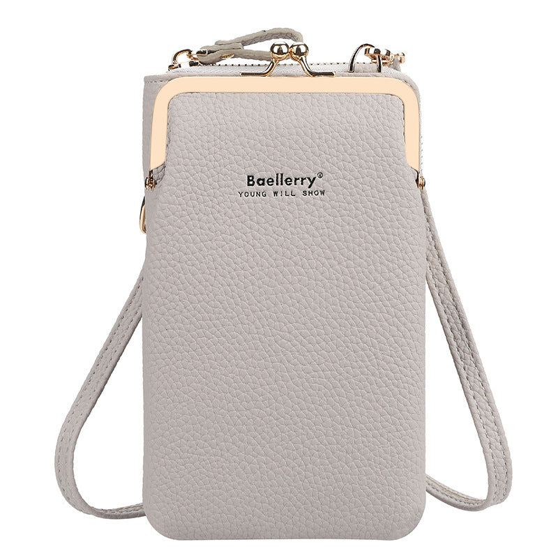 Mid-Length Mobile Phone Bag Women Fashion Zipper Vertical Crossbody Bag