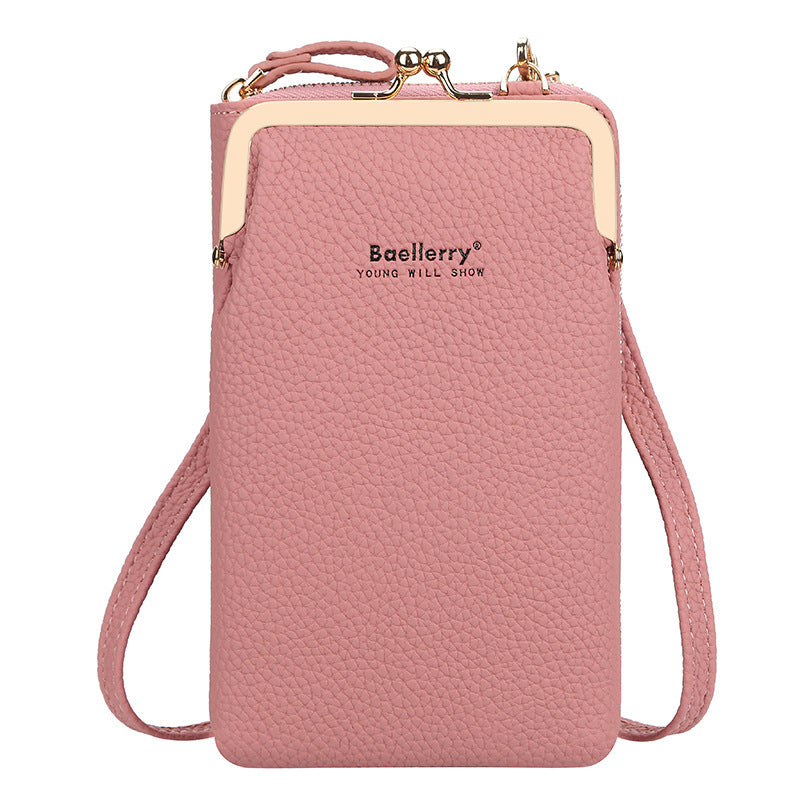 Mid-Length Mobile Phone Bag Women Fashion Zipper Vertical Crossbody Bag