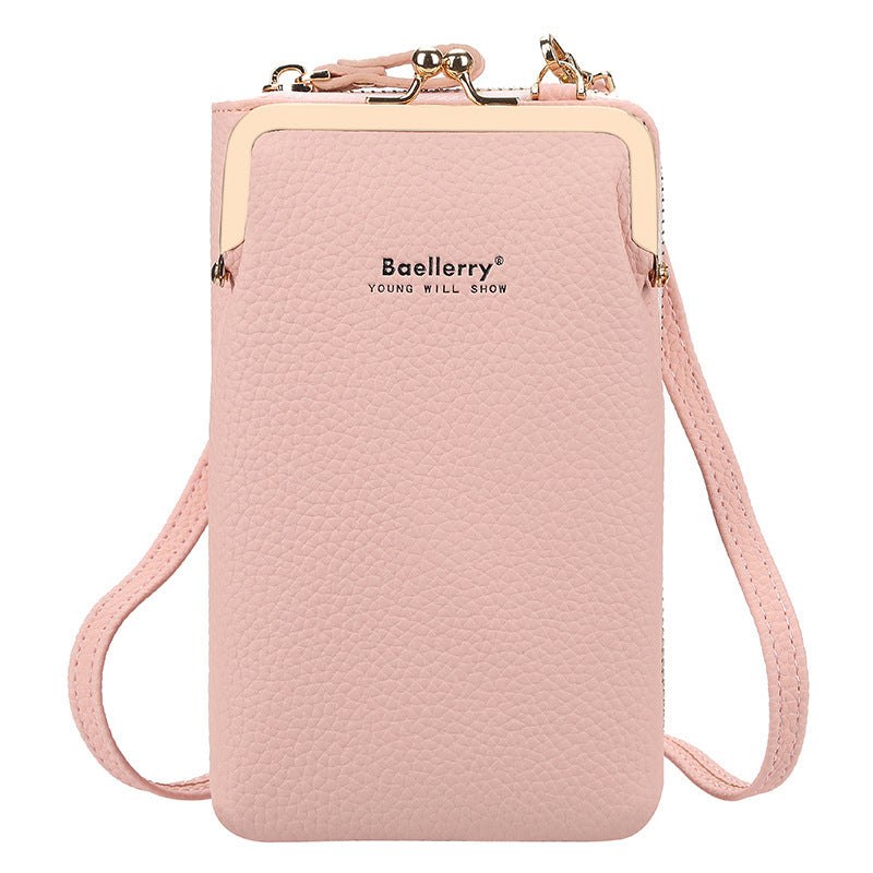 Mid-Length Mobile Phone Bag Women Fashion Zipper Vertical Crossbody Bag