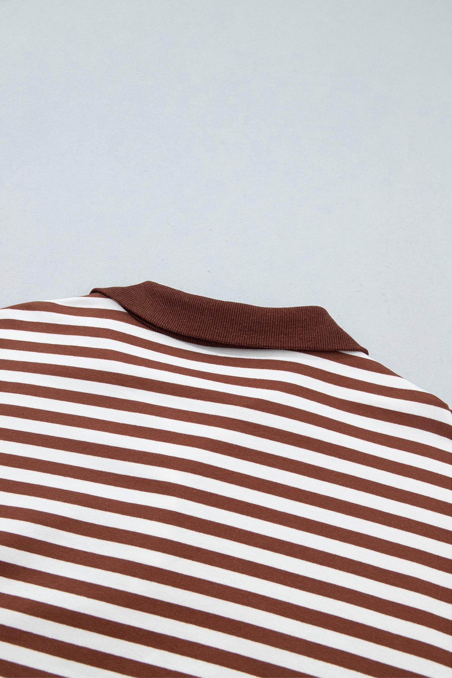Blue Stripe Color Block Trim Raw Seam Split Hem Loose Pullover Sweatshirt