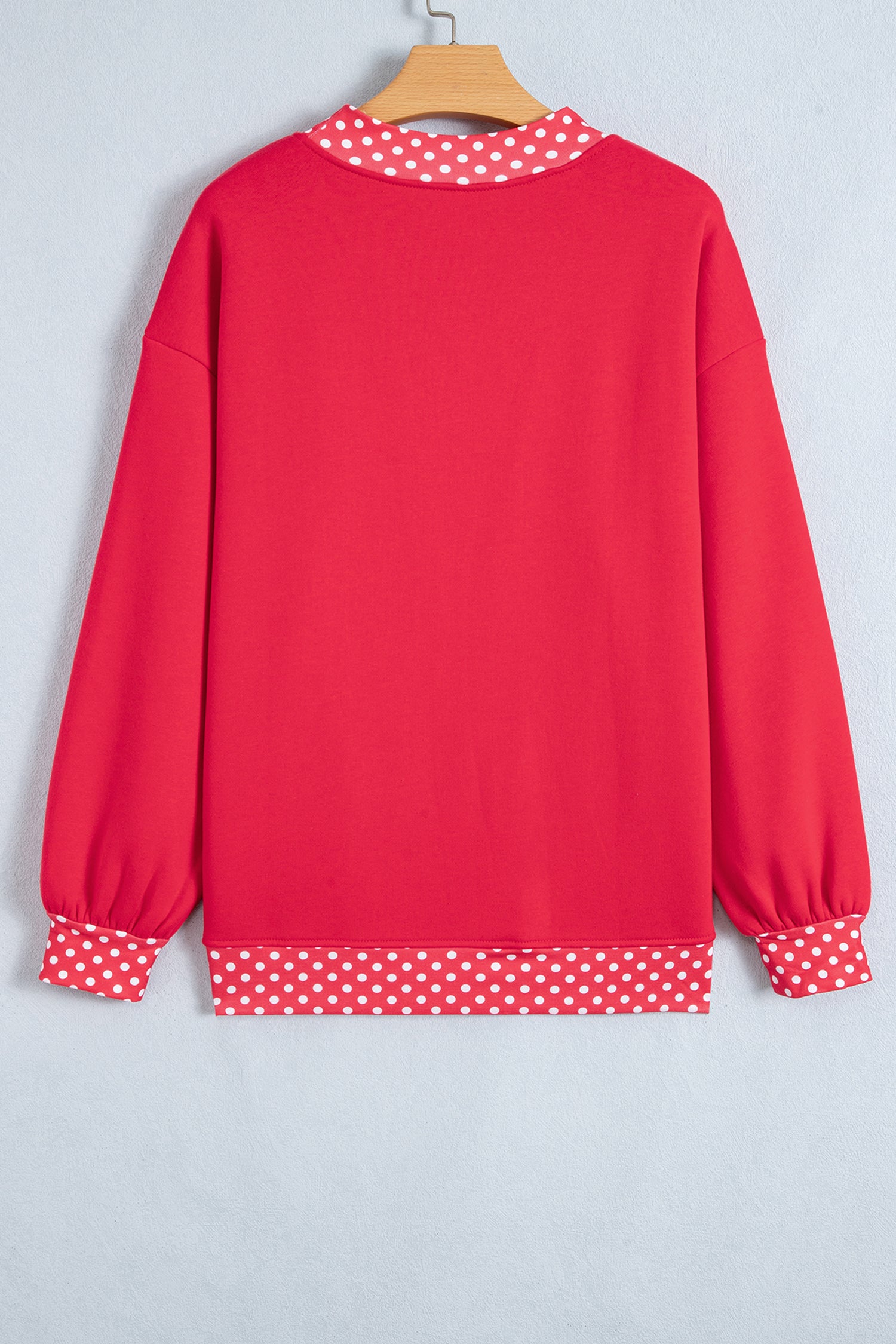 Dark Green Colorblock Polka Dot Contrast Trim Oversized Sweatshirt