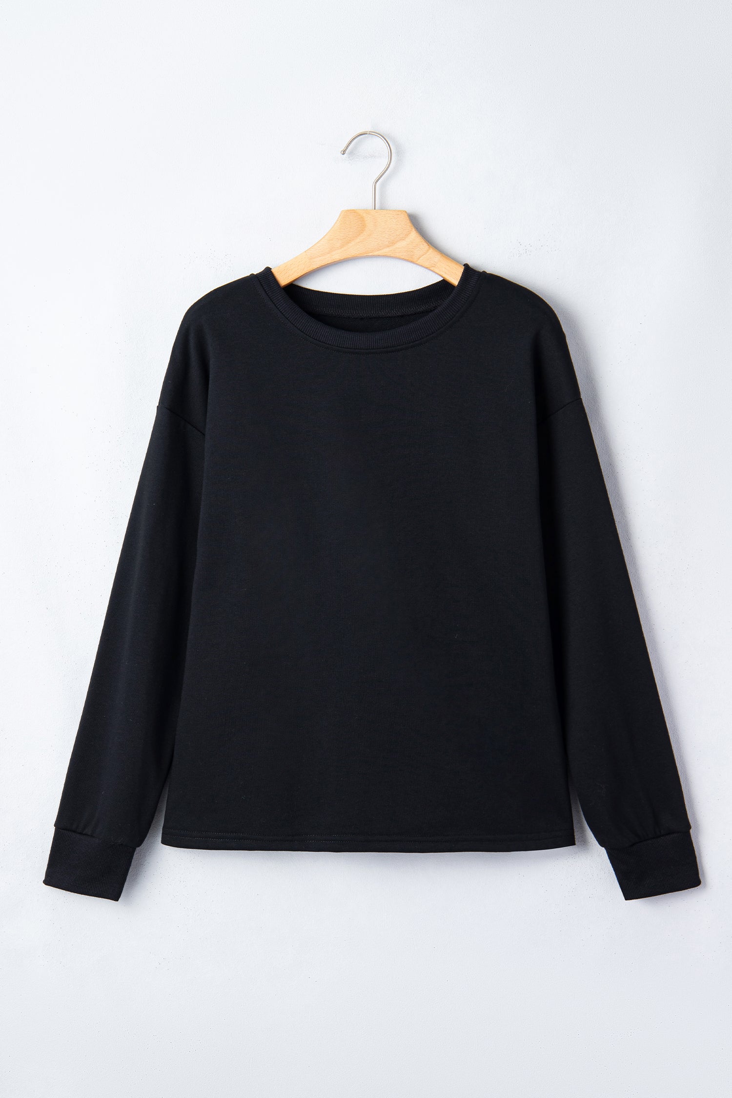White Solid Color Dropped Shoulder Long Sleeve Top