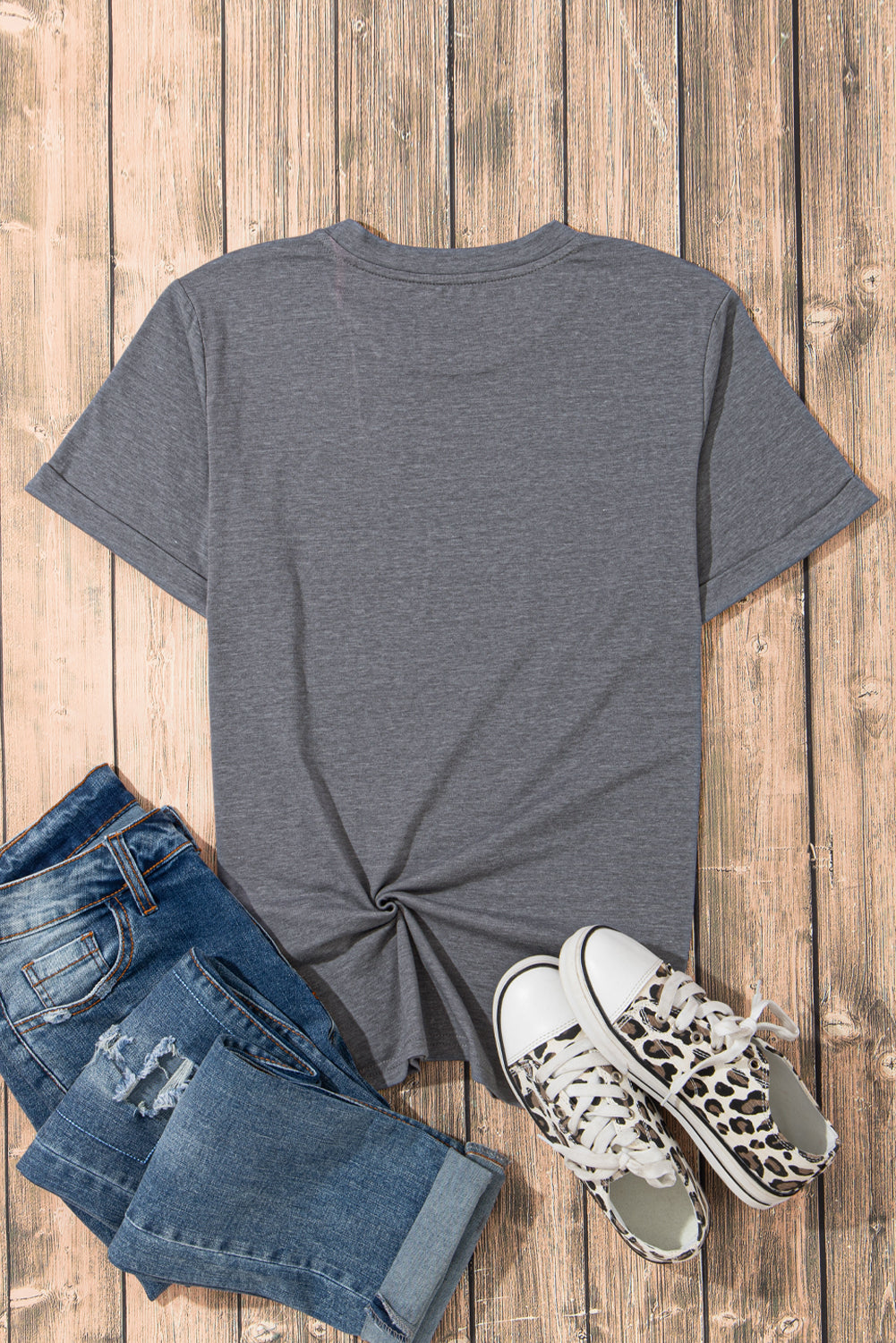 Yellow Cream Casual Plain Crew Neck Tee