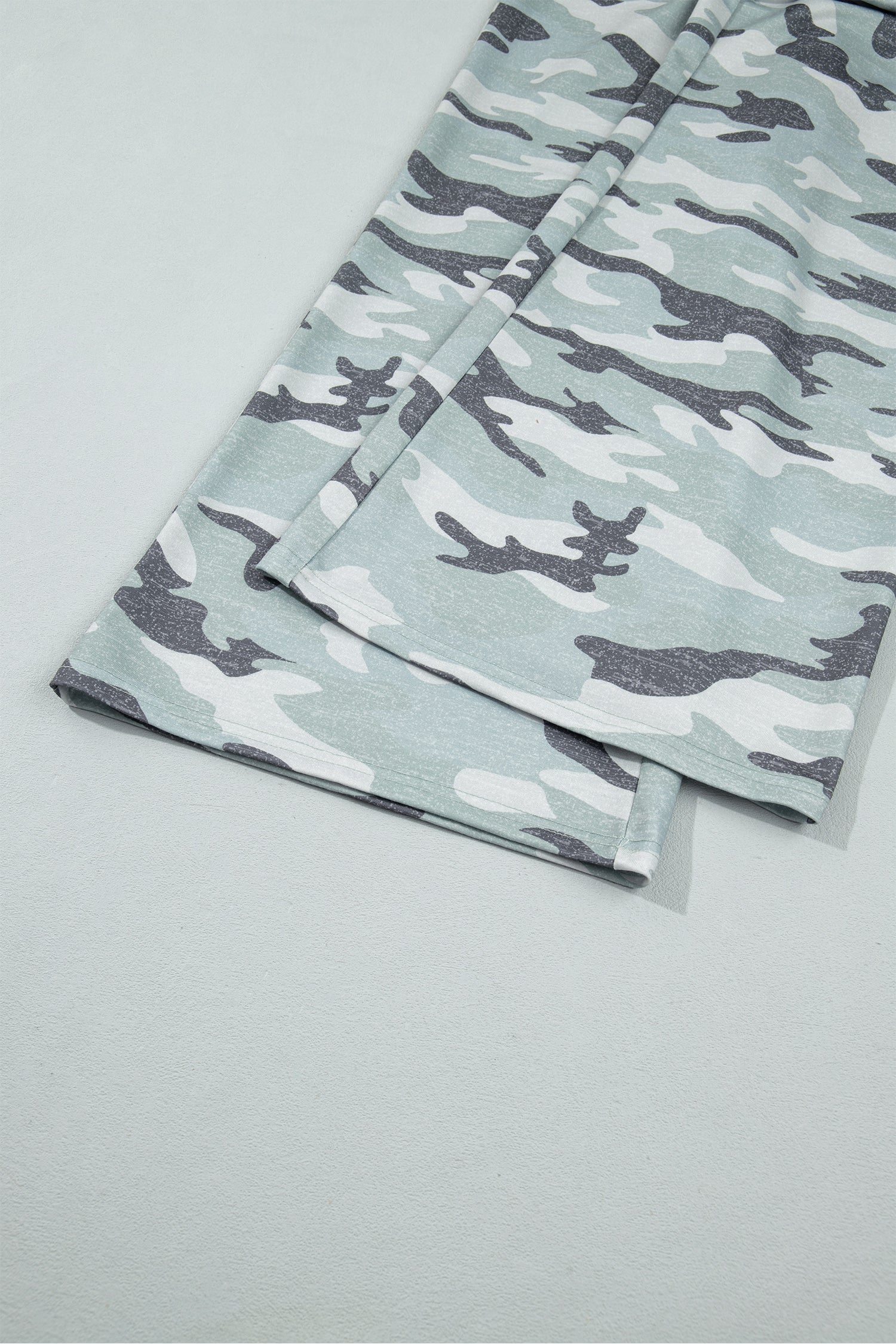 Green Camo Wide Leg Tie Elastic Waist Casual Pants