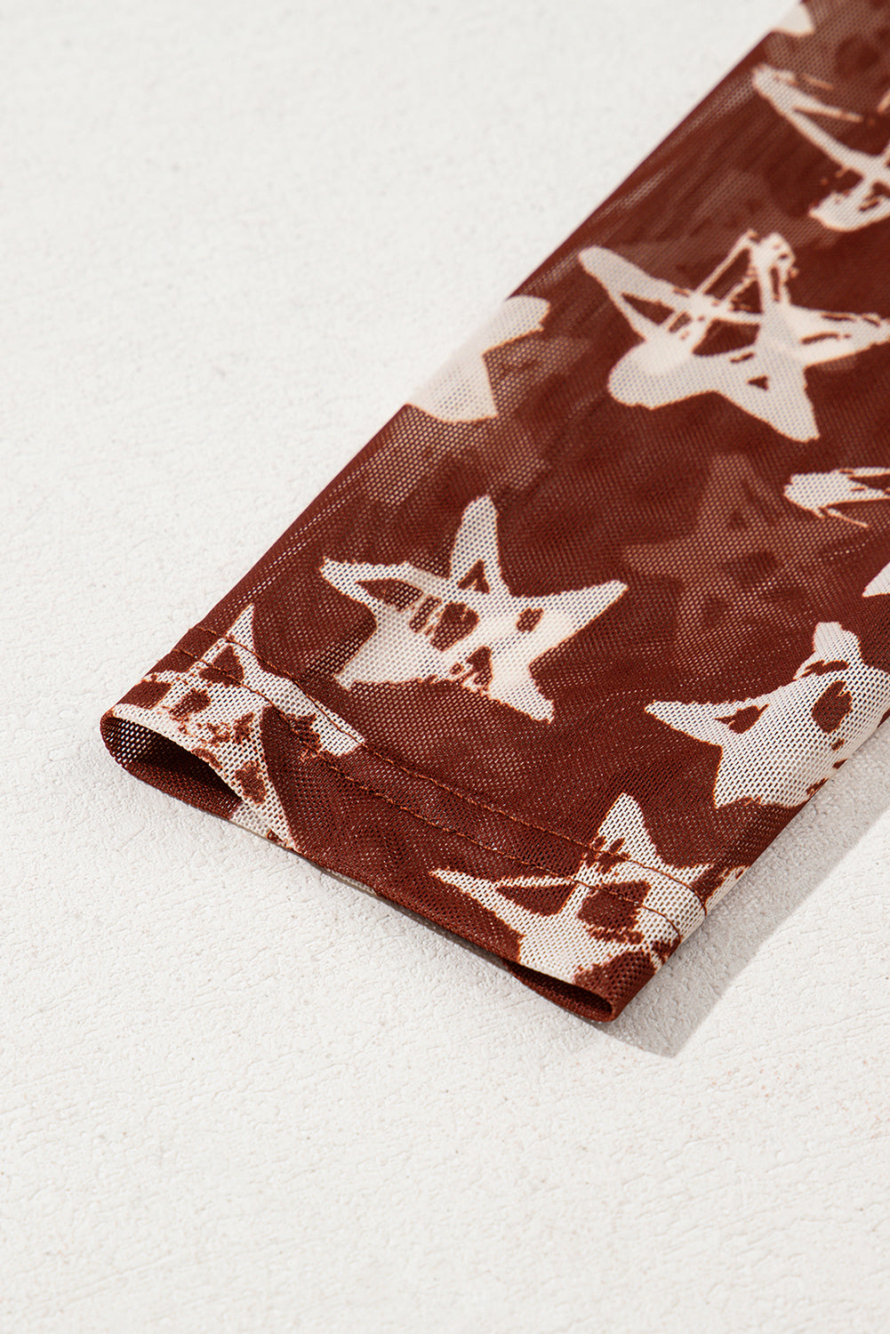 Red Star Print Mock Neck Slim Fit Top