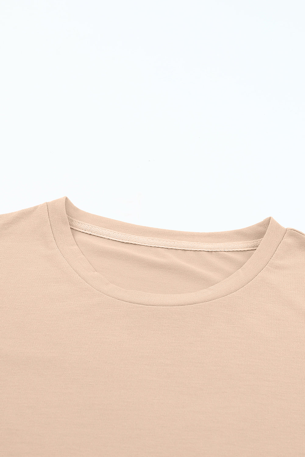 Yellow Cream Casual Plain Crew Neck Tee