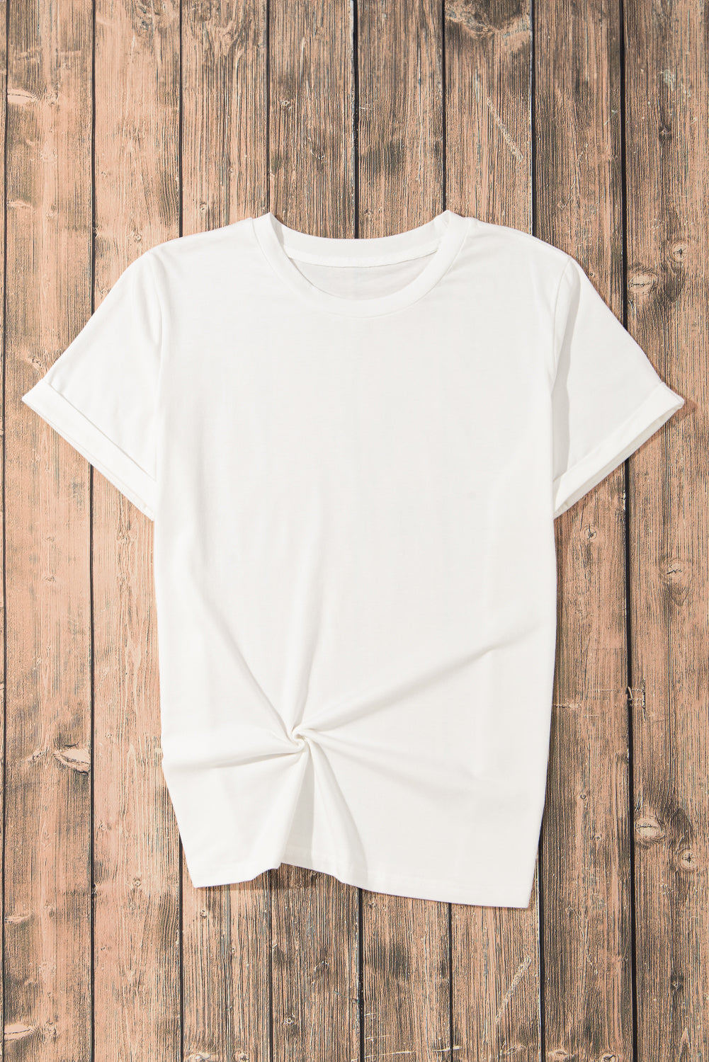 Yellow Cream Casual Plain Crew Neck Tee