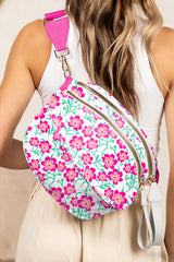 Coffee Cow Spots Printed Double Zip Crossbody Bag