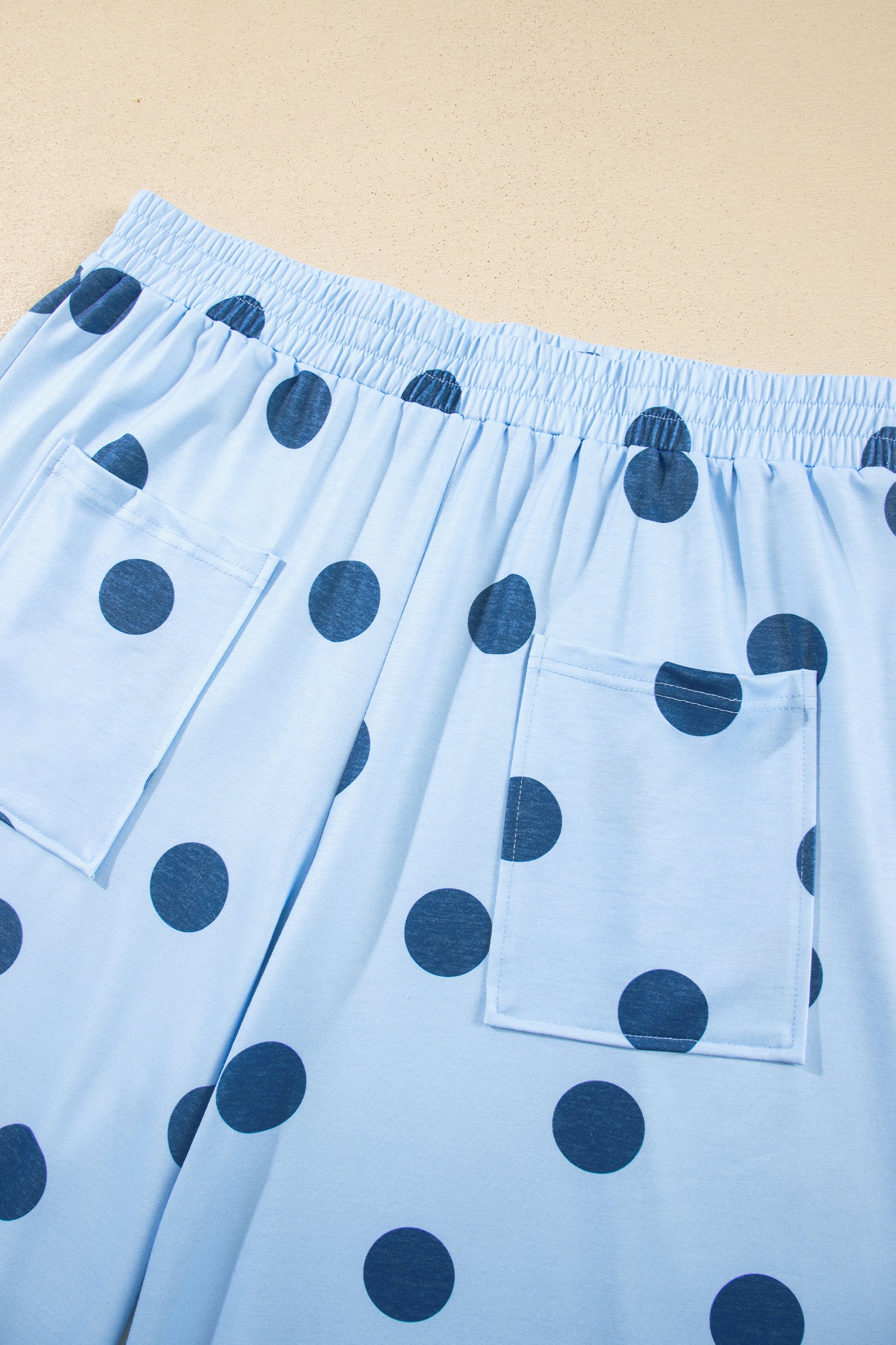 Khaki Polka Dot Elastic Waist Wide Leg Plus Size Pants