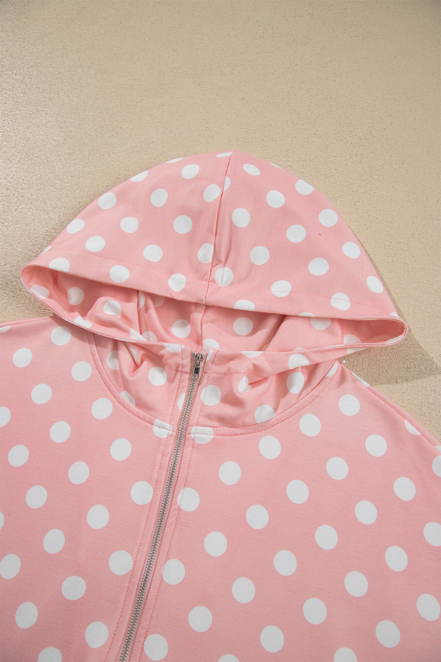 Orange Polka Dot Hooded Long Sleeve Top Casual Mini Skort Set