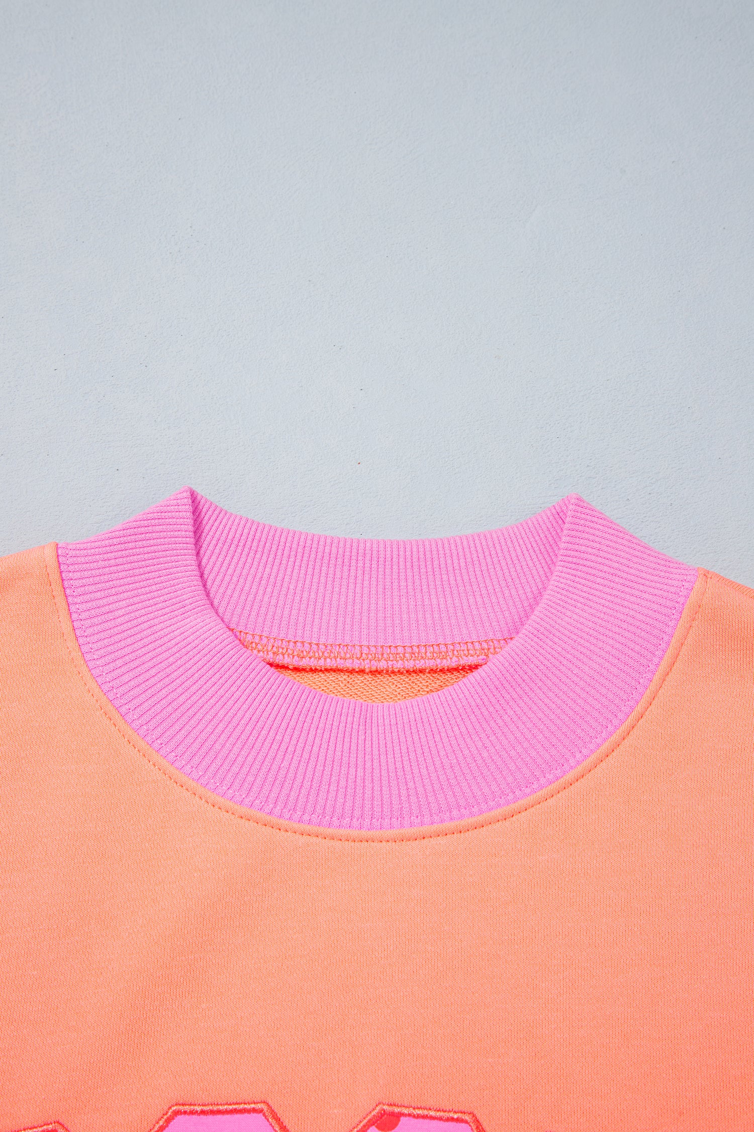 Pink Polka Dot Letter Graphic Colorblock Tunic Sweatshirt