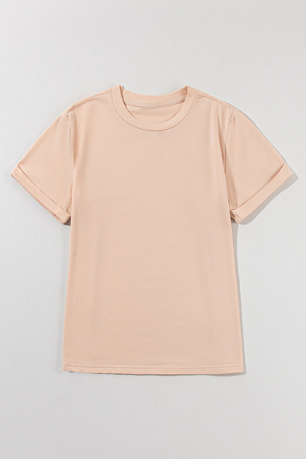 Yellow Cream Casual Plain Crew Neck Tee