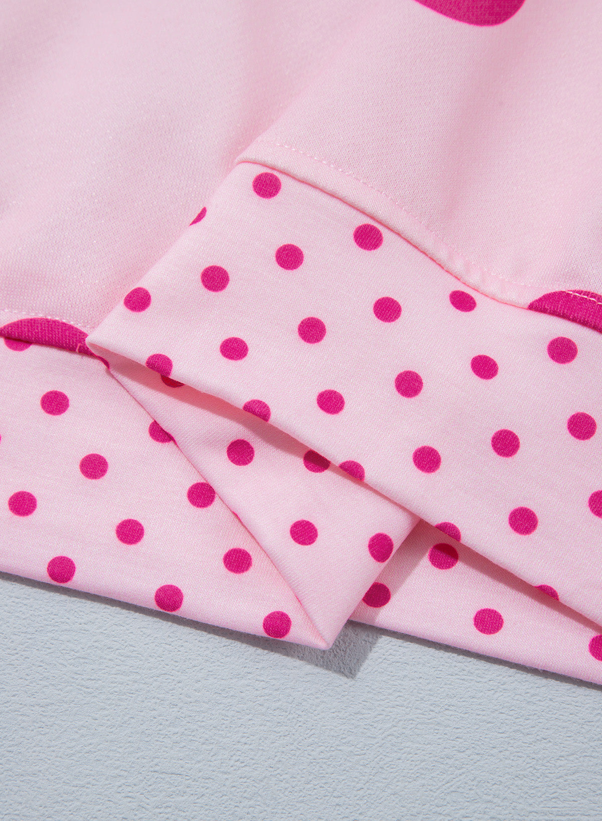 Pink Polka Dot Print Contrast Detail Oversized Tunic Sweatshirt
