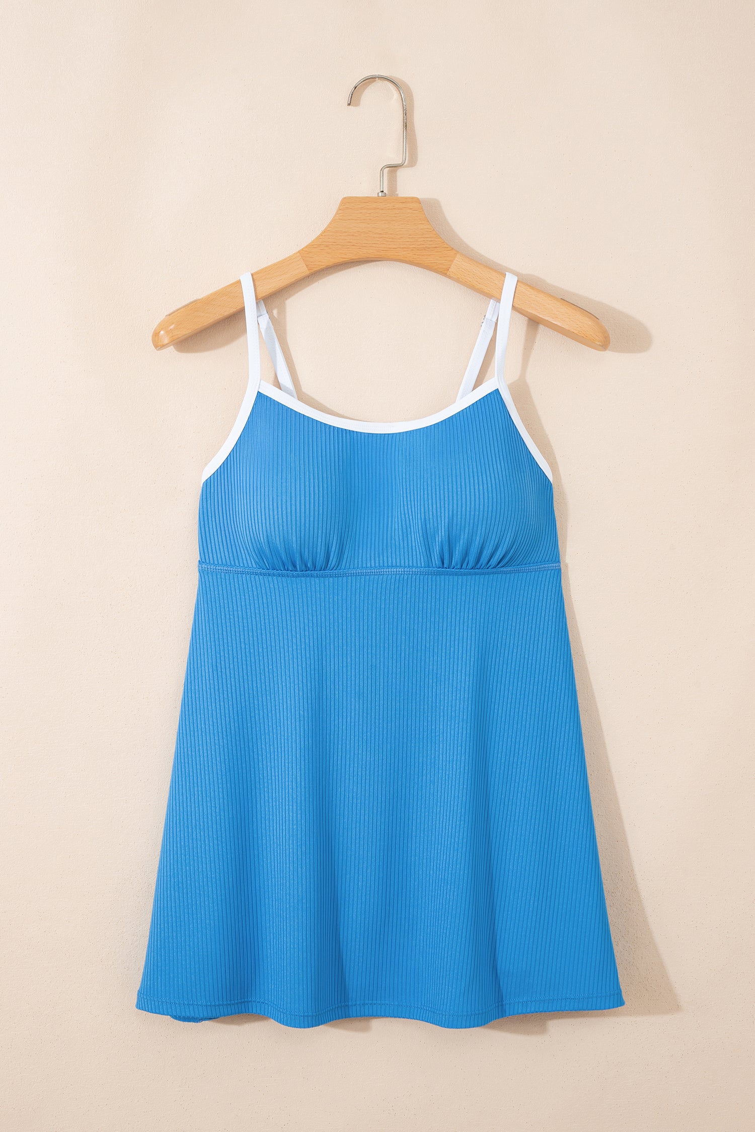 Burgundy Color Block Edge Ribbed Pocketed Lined Swim Dress