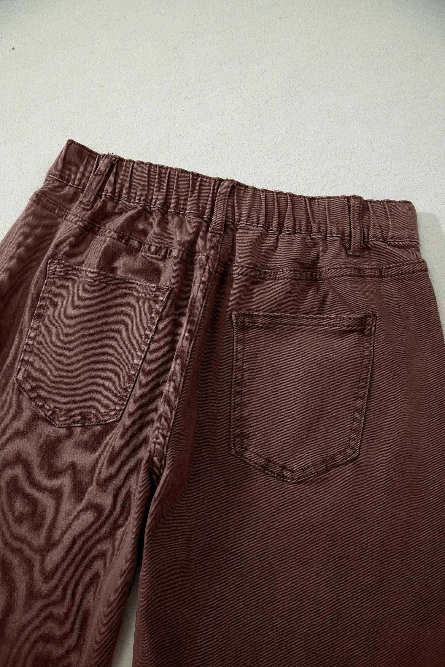 Beau Blue Solid Color Square Patch Pocket Ankle-length Barrel Jeans