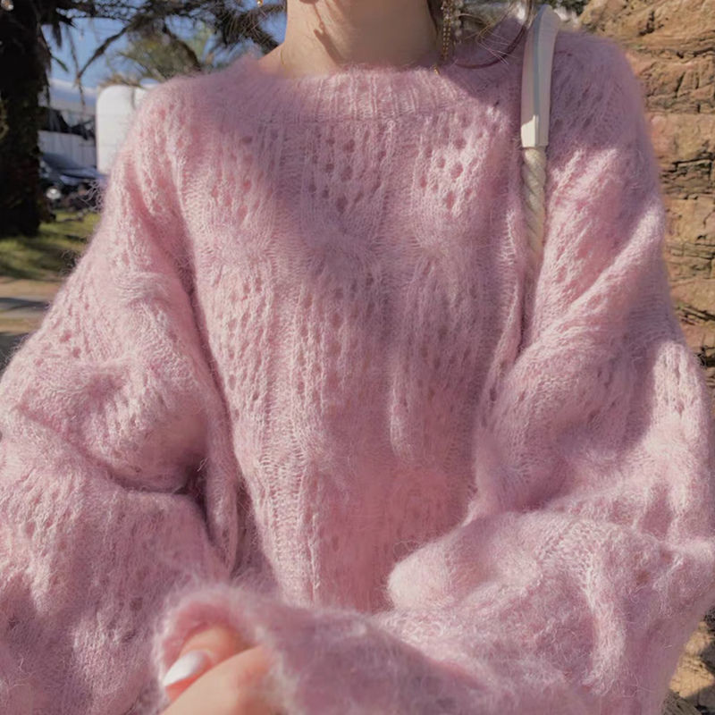 Mohair Hollow Pullover Sweater