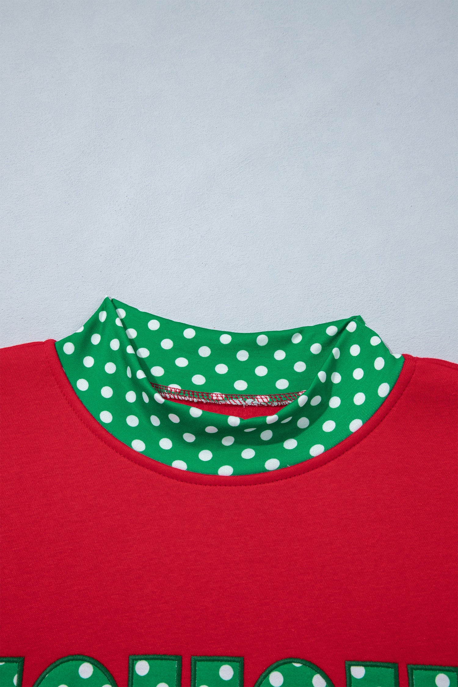 Sail Blue Polka Dot Letter Print Contrast Trim Mock Neck Sweatshirt