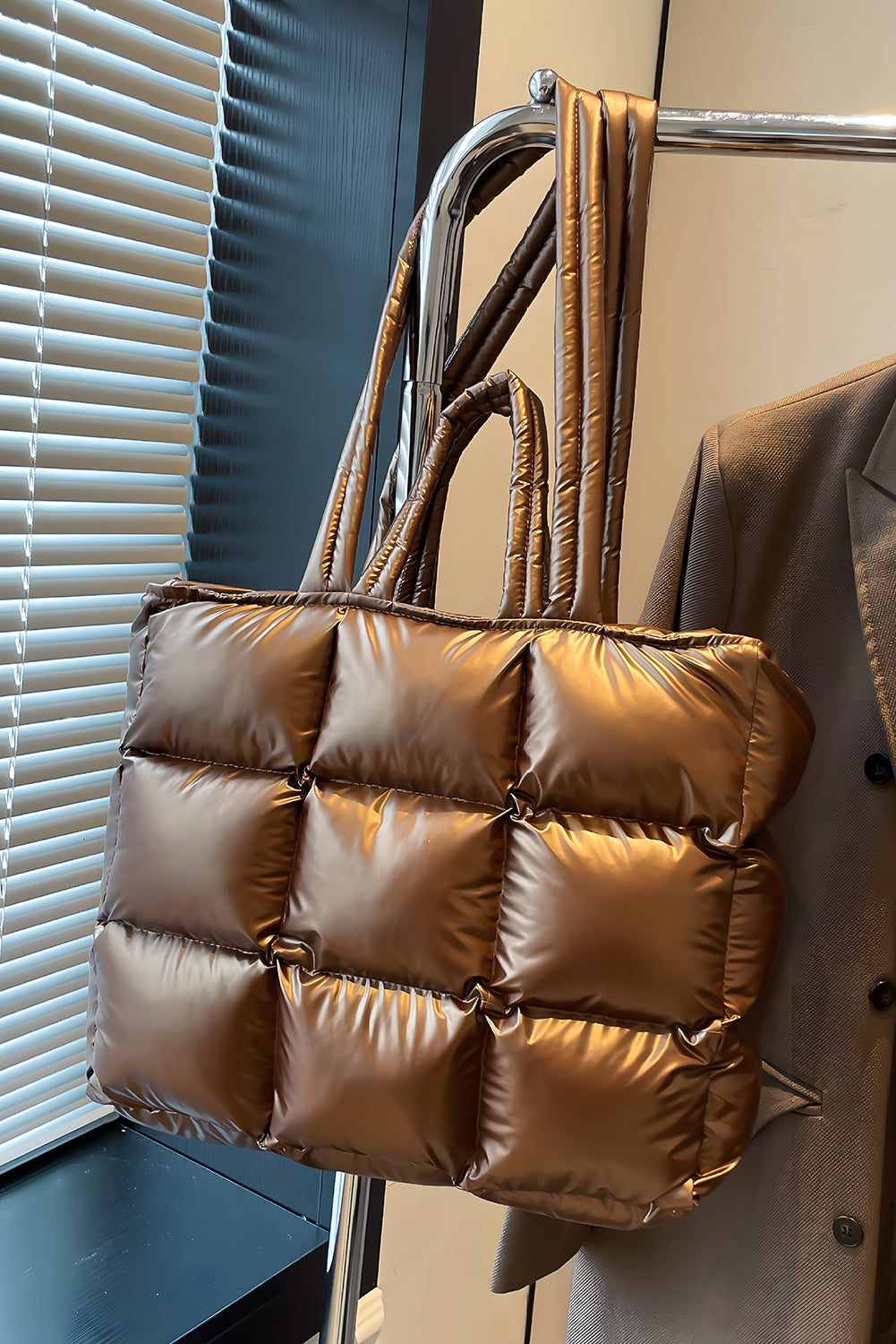 Gold Quilted Padded Tote Bag