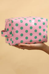 Light Pink Durable PVC Polka Dot Makeup Bag