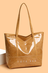 Camel Retro Letter Print Waterproof PVC Tote Bag