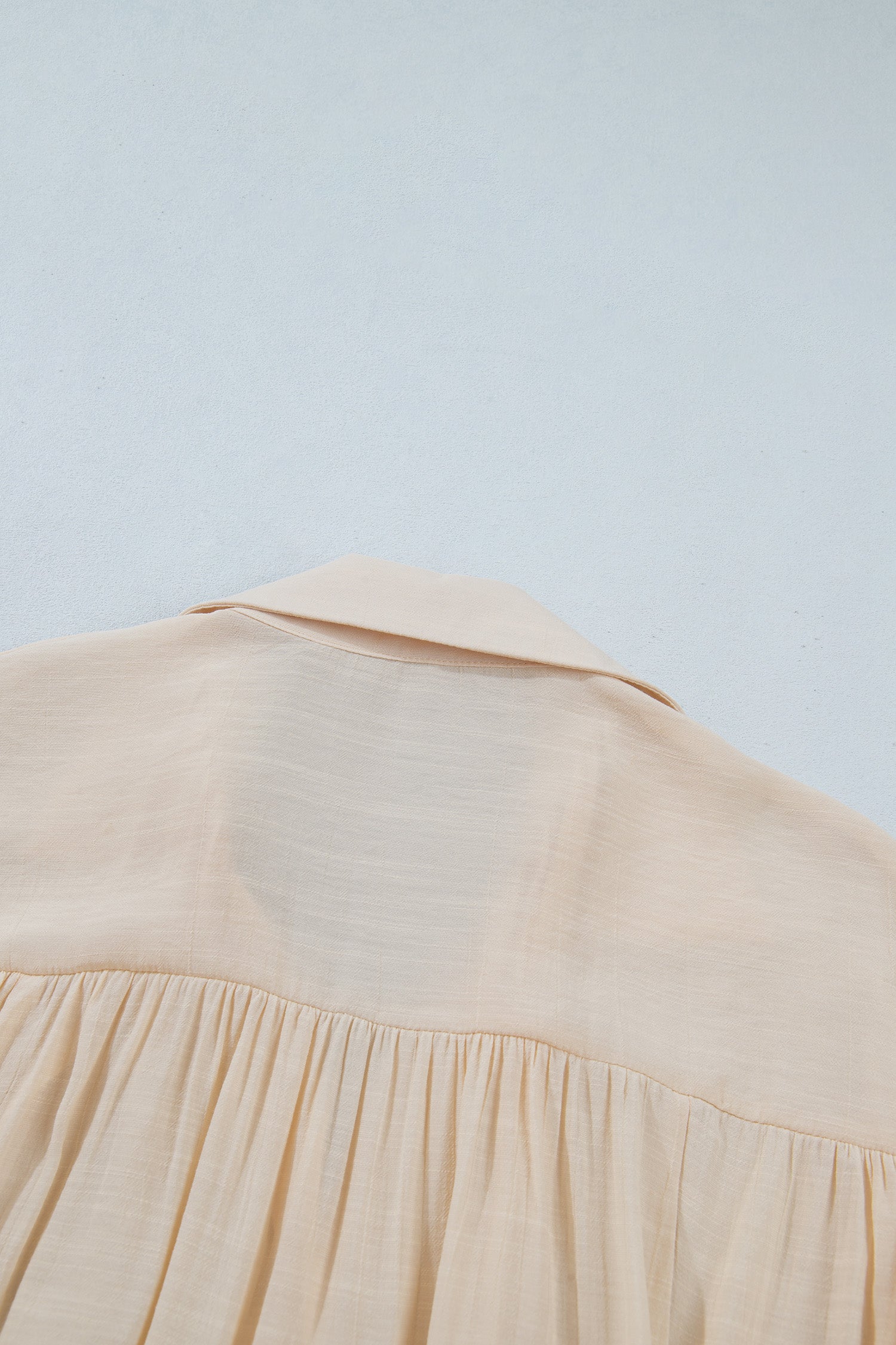 Oatmeal Sheer Lace Splicing Detail Bracelet Sleeve Loose Flowy Shirt