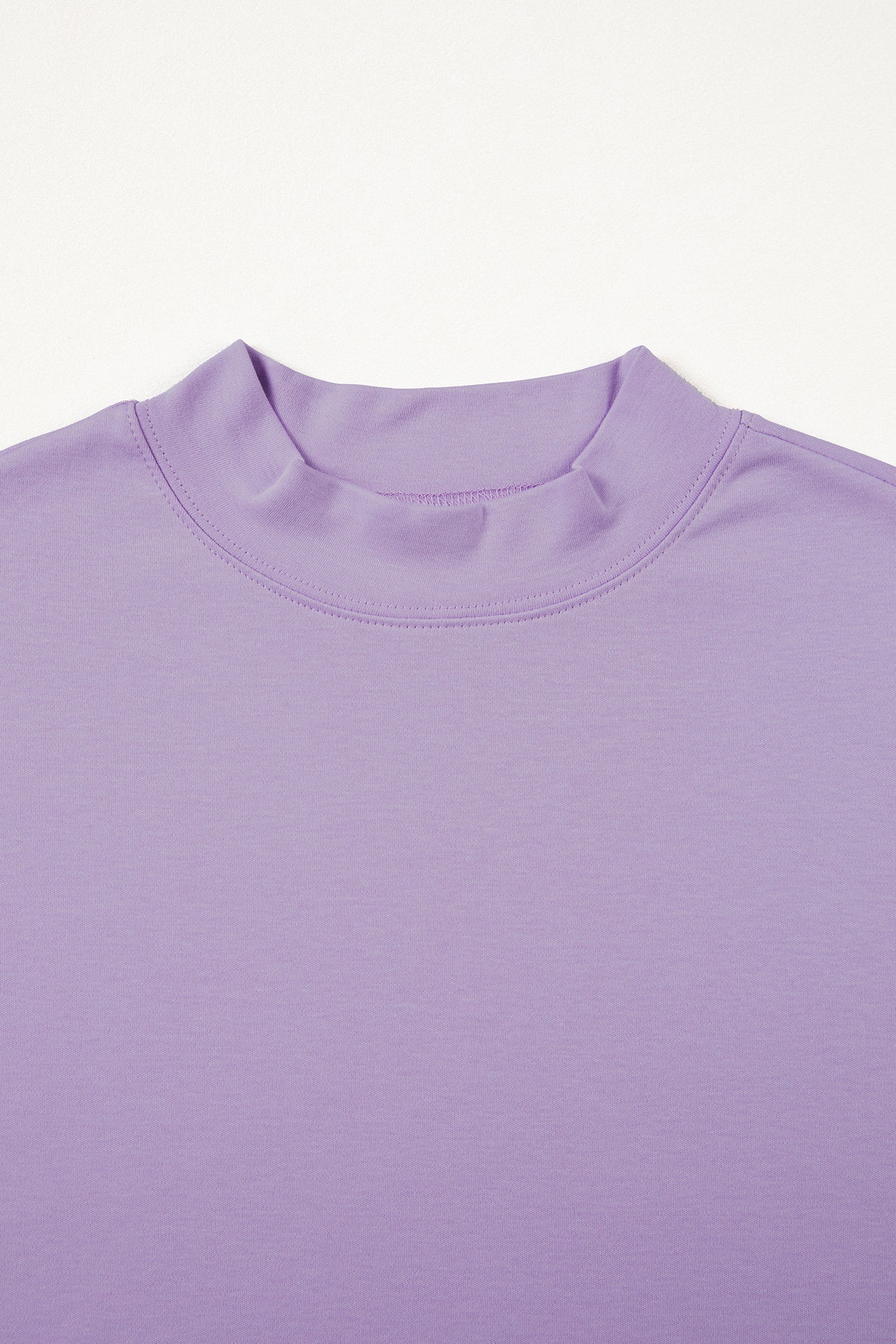 Dark Blue Solid Color High Neck Oversize Tee